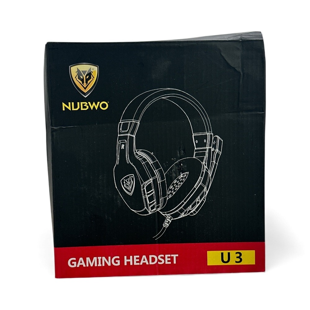 NUBWO U3 Gaming Headset Phone‎ Microphone Adjustable Volume Mute Black Red